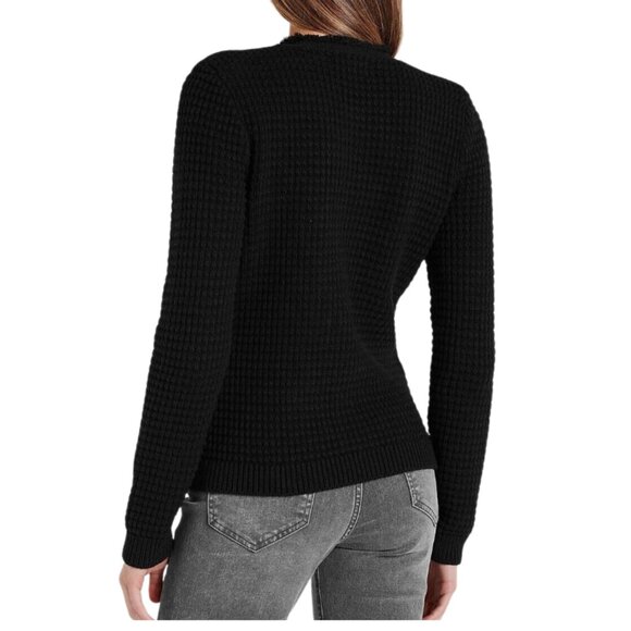 Express Women’s Textured Crew Neck Button Cardigan Black (Size XS).👉 OWO - Picture 3 of 6